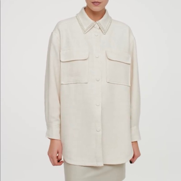 Hm Bead Detail Shirt Jacket Shacket 